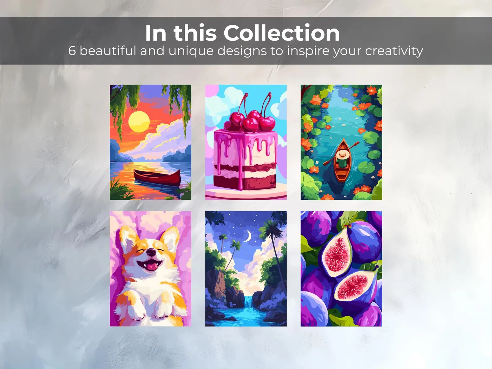 6 Paint by Number Coloring Pages for Adults | Digital Bundle for Tablet | Floral, Animal & Landscape Printable Collection | PNG Sheets thumbnail 2