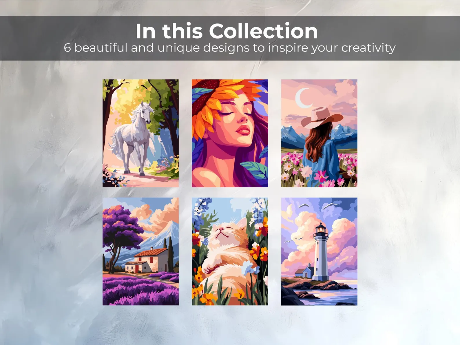 6 Paint by Number Coloring Pages for Adults | Digital Bundle for Tablet | Floral, Animal & Landscape Printable Collection | PNG Sheets 2 thumbnail 2